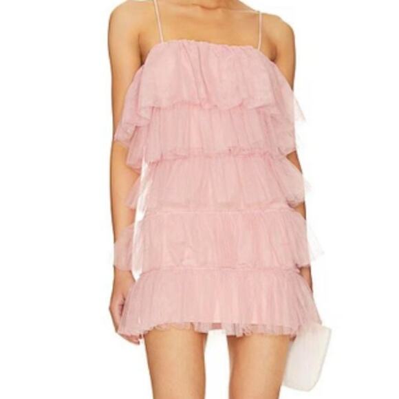 More To Come Ruffle Tier Millie Mini Dress‎ Size Small Pink - Picture 1 of 15